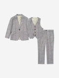 Checked 3 Piece Suit Set in Grey