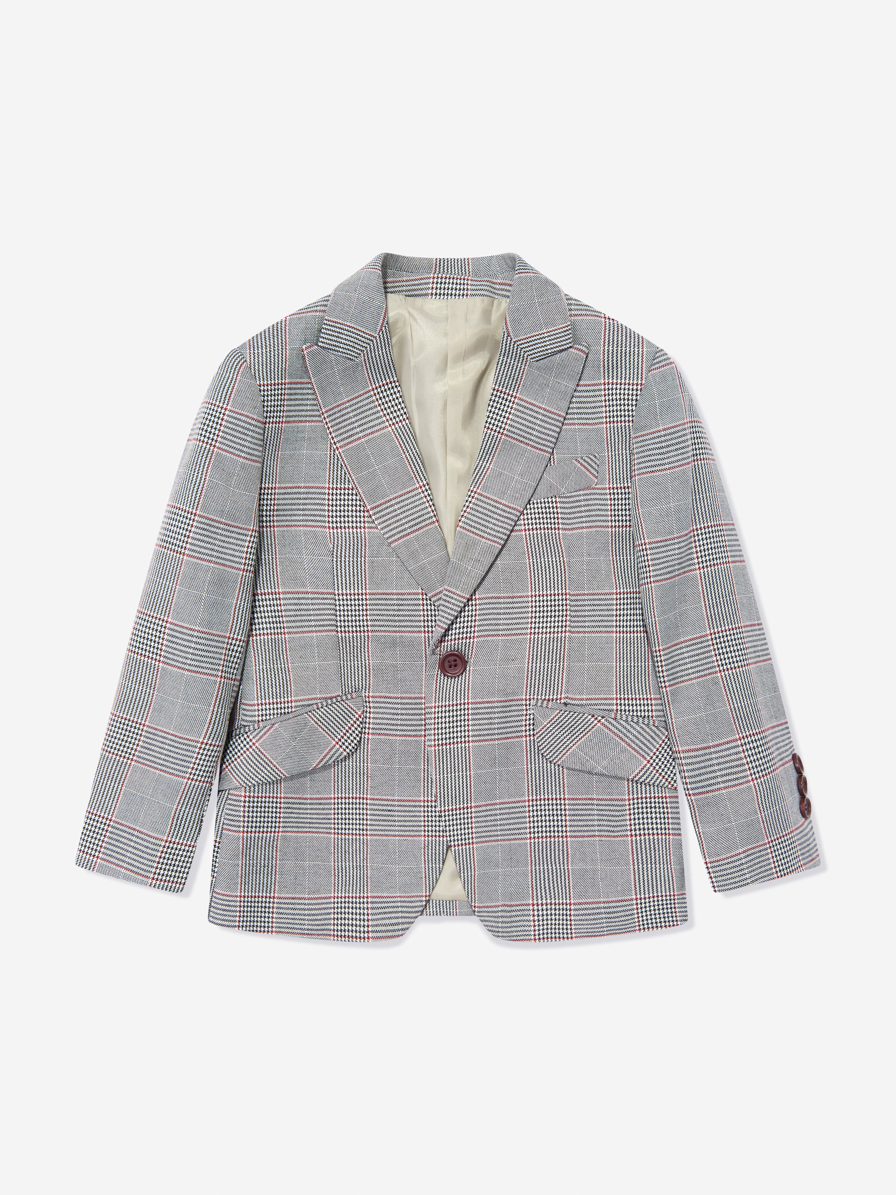 Checked 3 Piece Suit Set in Grey