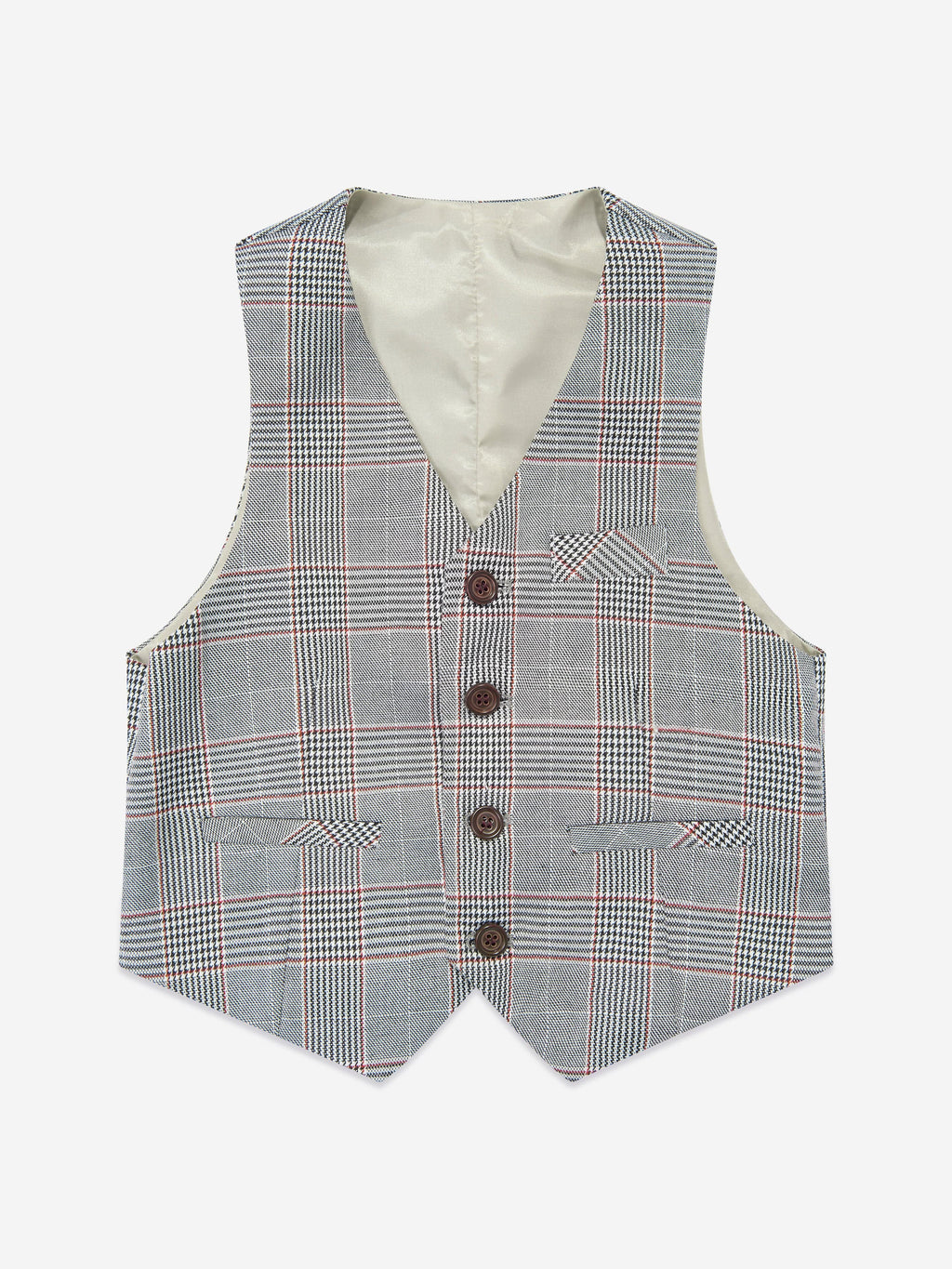 Checked 3 Piece Suit Set in Grey