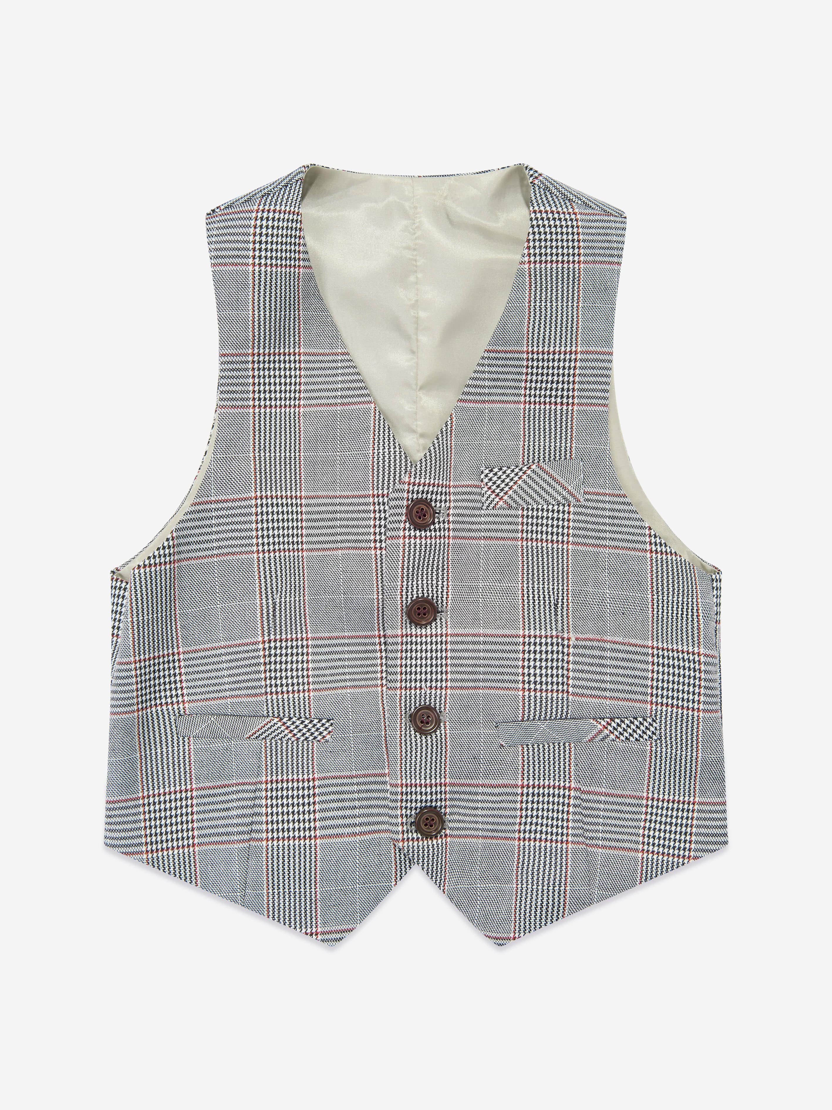 Checked 3 Piece Suit Set in Grey
