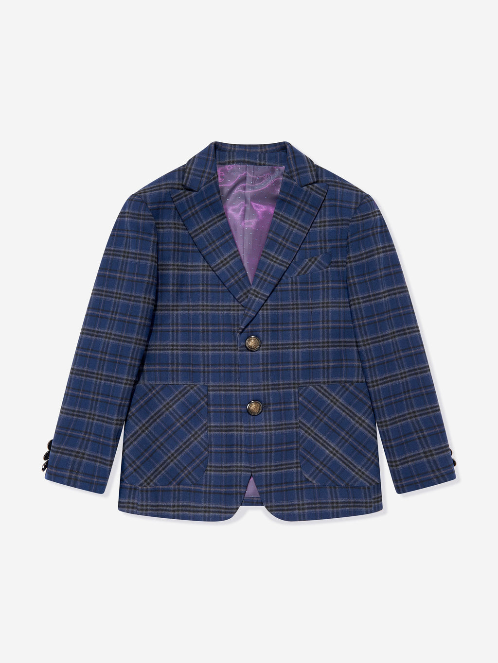 Checked 3 Piece Suit Set in Navy