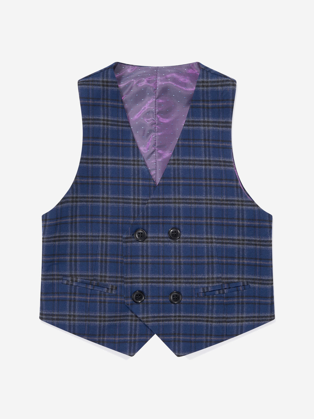 Checked 3 Piece Suit Set in Navy